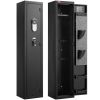 Gun Safe, Heavy Duty Cold-Rolled Steel Fireproof Rifle Cabinet with Fingerprint, Digital Keypad & Key, Large Long Gun Cabinet with Magazine and LED