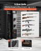 Gun Safe, Heavy Duty Cold-Rolled Steel Fireproof Rifle Cabinet with Fingerprint, Digital Keypad & Key, Large Long Gun Cabinet with Magazine and LED