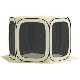 11 x 11ft Pop Up Screen Tent, UPF50+ Portable Camping Gazebo Screen House with Carry Bag, Beige (Option: Beige-760x760x80 mm)