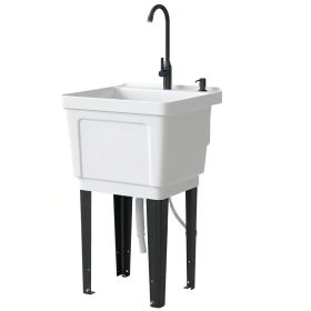Portable 23-Gallon Utility Sink Laundry Tub for Washing Room, Freestanding Laundry Sink with Soap Dispenser, White (Option: White-530x500x390 mm)