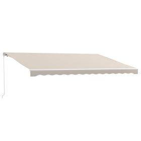 16'x10' Electric Retractable Awning Sunshade Shelter with Remote Controller & Crank Handle for Deck Balcony Yard, Cream (Option: Cream White-1970x300x250 mm)