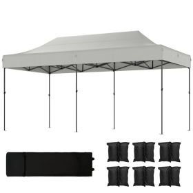 10 x 20 ft Pop Up Canopy Tent, Heavy Duty UPF50+ Outdoor Portable Instant Canopy Shelter with Wheeled Bag, White (Option: White-1660x395x280 mm)