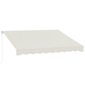12' x 10' Electric Awning, Retractable Awning, UV Protection Sun Shade Shelter with Remote Controller and Manual Crank Handle for Deck, Balcony, (Option: Cream White-2020x250x205 mm)